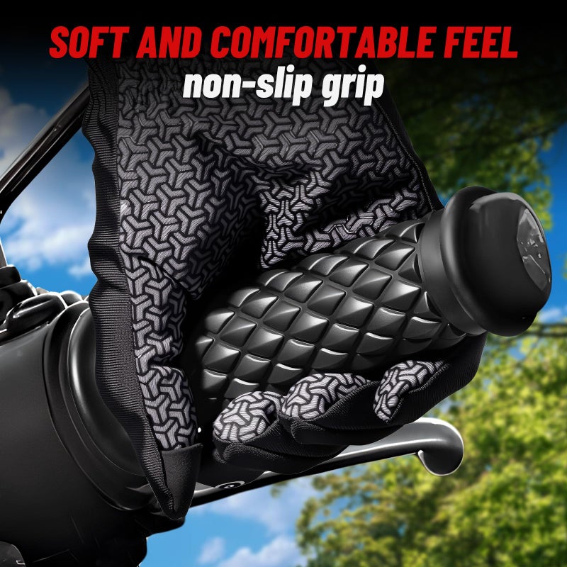 StarknightMT Motorcycle Vintage Non Slip Handlebar Grips 7/8" 22mm 1" 24mm Rubber Handle Grips, Open End (Black) - Image 3